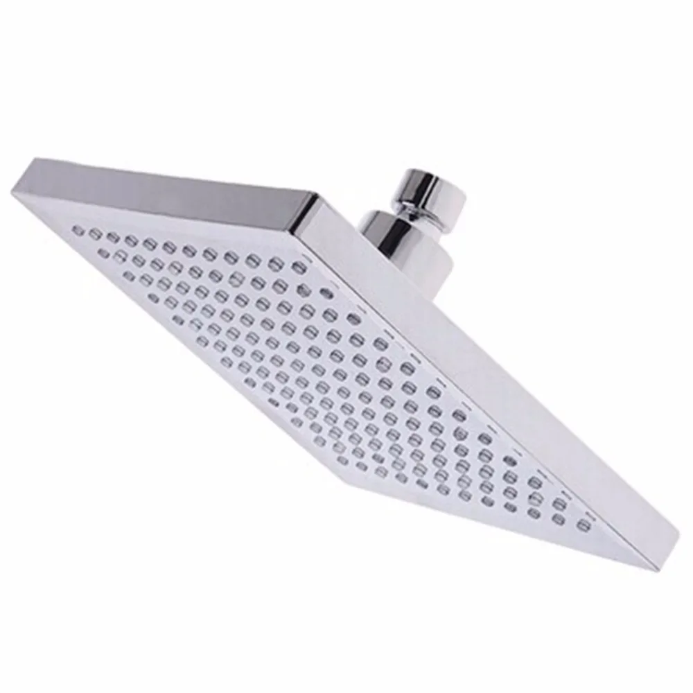 Square Bathroom LED Rain Top Shower Head 7 Colors Automatic Changing With Wall Mounted Or