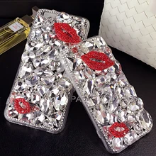 Diamond Crystal Lips Rhinestone Phone Cases Back Cover for Xiaomi Mi5 Mi 4 4S 4C 4I