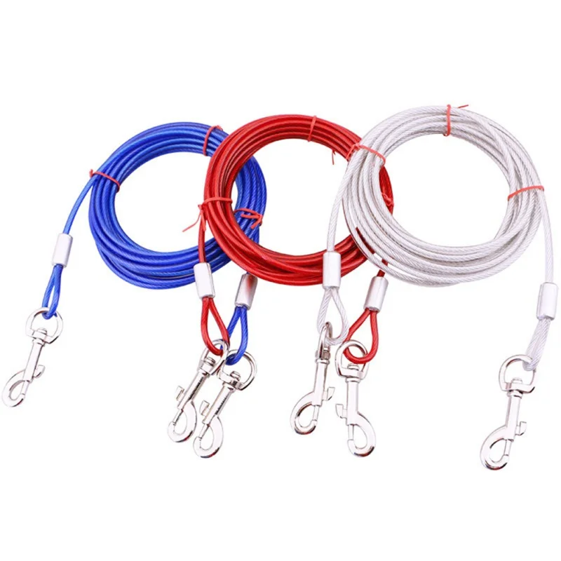 3M/5M/10M Steel Wire Pet Leashes For Double Leashes Anti Bite Tie Out