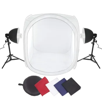 

Photo Studio 80cm Shooting Cube Tent Light Kit with 2pcs 135w 5500K Light Bulb adjustable Light Tripod Stand X1