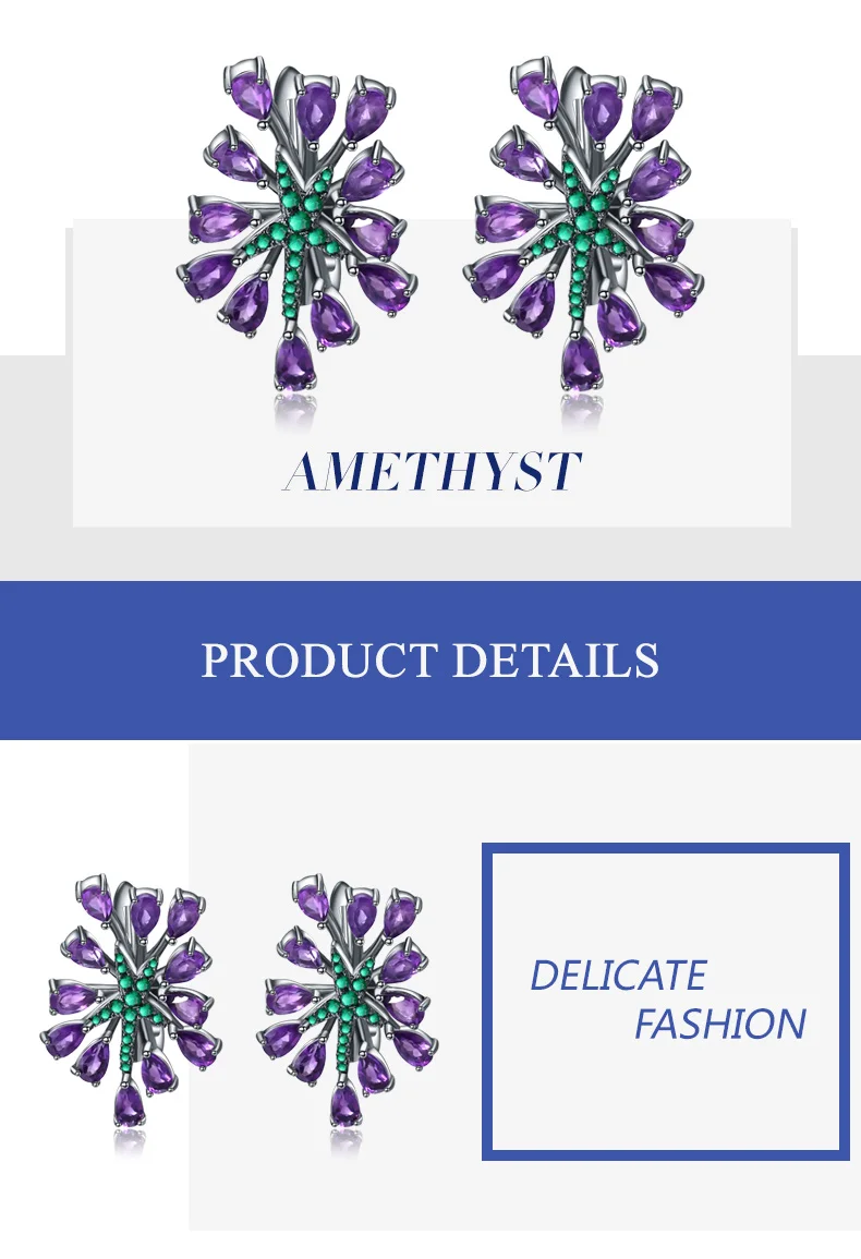 GEM'S BALLET 925 пробы серебряные готические фиолетовые клипсы 4.69Ct натуральный аметистовый драгоченный камень серьги для женщин вечерние