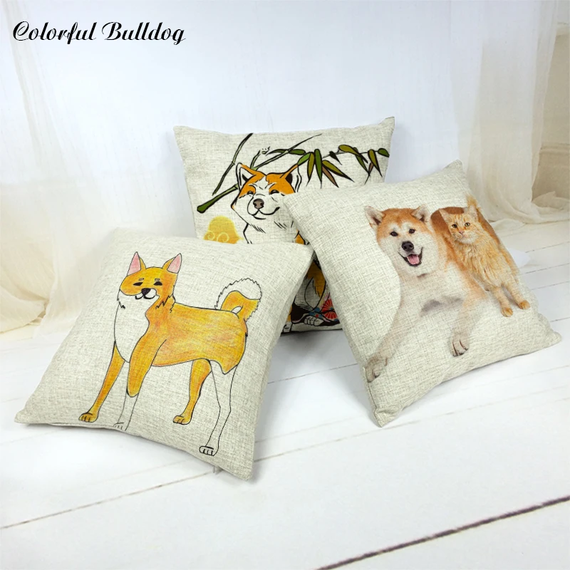

Cute Akita Pattern Cushion Cover Snowflake Coat Bamboo Grass 1 Side Print Pillow Case Car New Year Gift Bedroom Sofa Decoration