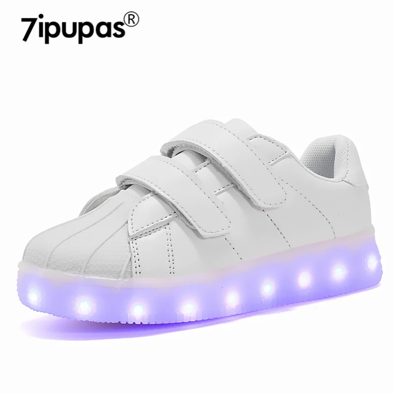 Najtaniej 7ipupas 2017 jesień dzieci buty z podświetleniem led sneakers chłopców i dziewcząt luźne buty sportowe unisex świecące buty świeci się 11 kolorów