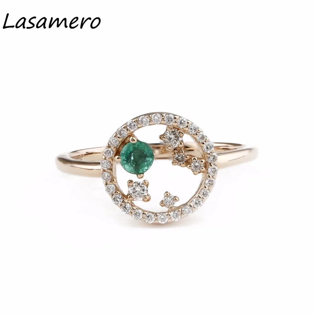 LASAMERO круглая огранка 0.1CT натуральный Изумрудный драгоценный камень Halo алмазные