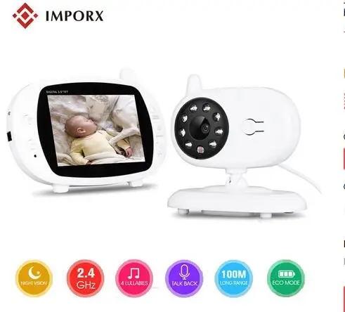 

3.5'' Digital Wireless Baby Monitor LCD Display Video Security Camera Temperature 2 Way Talk Night Vision Baby Nanny Camera