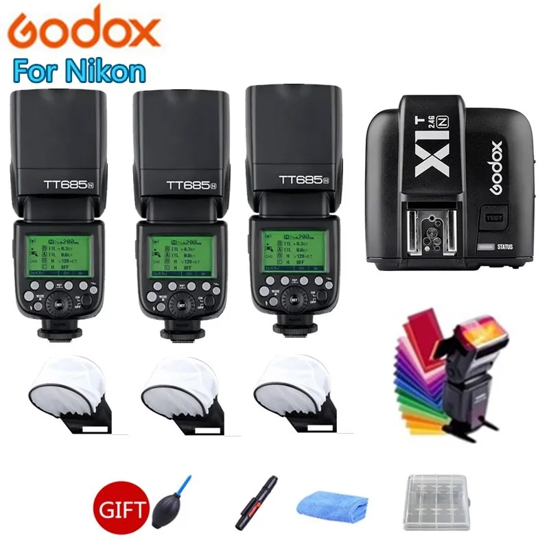 

3x Godox TT685N 2.4G Wireless HSS 1/8000s i-TTL Flash Speedlite + X1T-N Trigger for Nikon DSLR Cameras