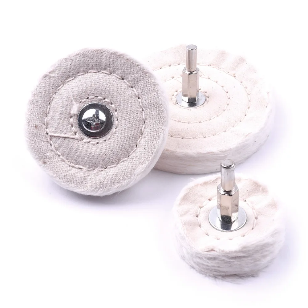 Hot 3pcs 50mm+75mm+100mm "T" Cloth Round Polishing Buffing Mop Wheel