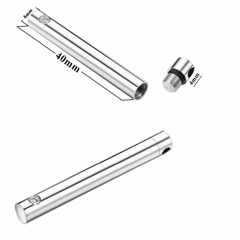Unisex Stainless Steel Pet,Dog Jewelry Cylinder Crystal Memorial Urn Paw Pendant Screw Open Cremation Necklace Ash Case Holder 3
