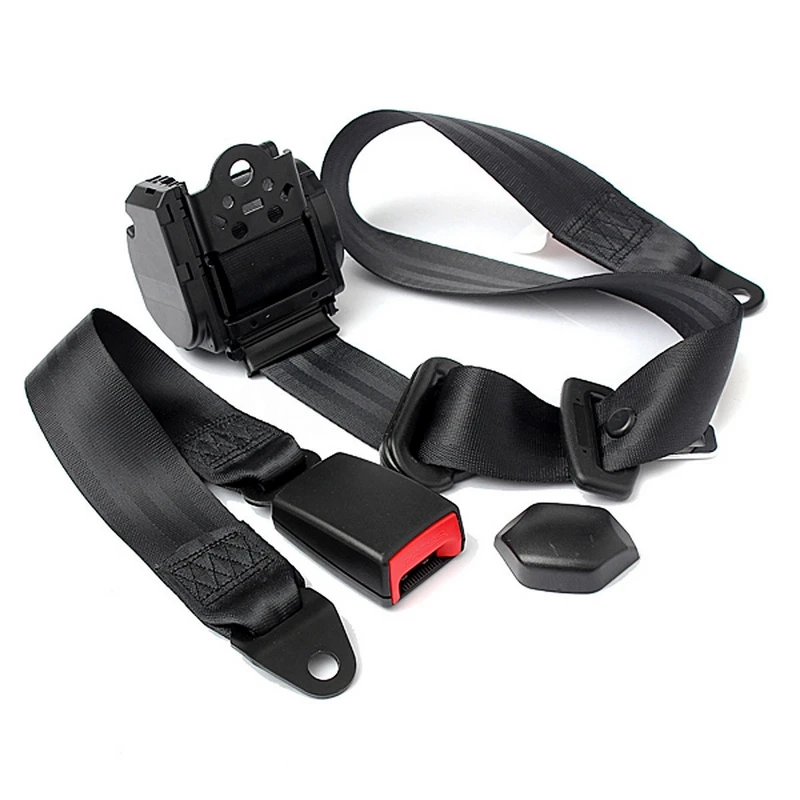 Universal Retractable 3 Point Auto Car Safety Seat Lap Belt Set Kit for