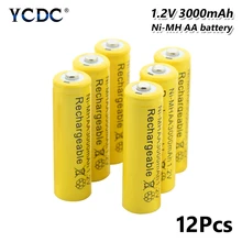 4/8/12 pièces batterie Rechargeable jaune de marque supérieure AA 3000 mAh pré/séjour Charge Ni-MH piles rechargeables LR6 HR6 KAA