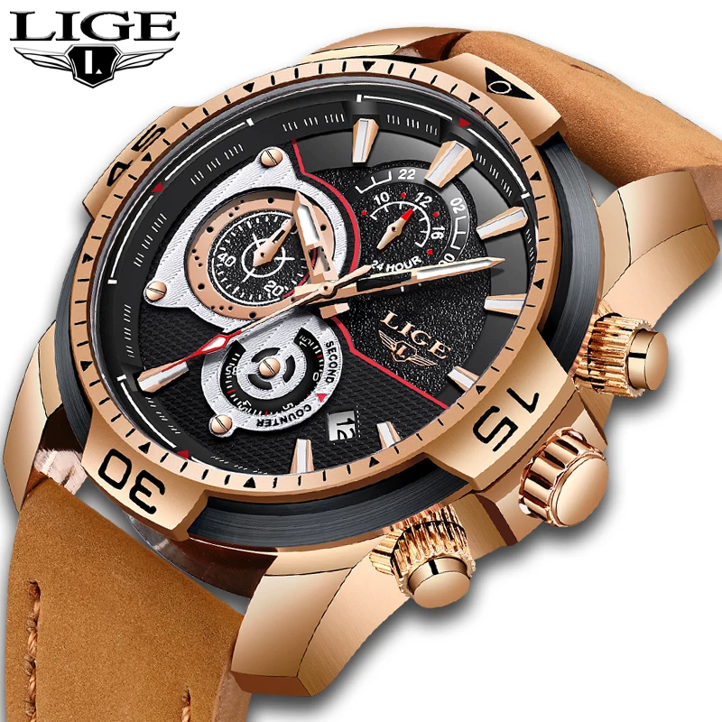 

Reloje 2018 LIGE Men Watch Male Leather Automatic date Quartz Watches Mens Luxury Brand Waterproof Sport Clock Relogio Masculino