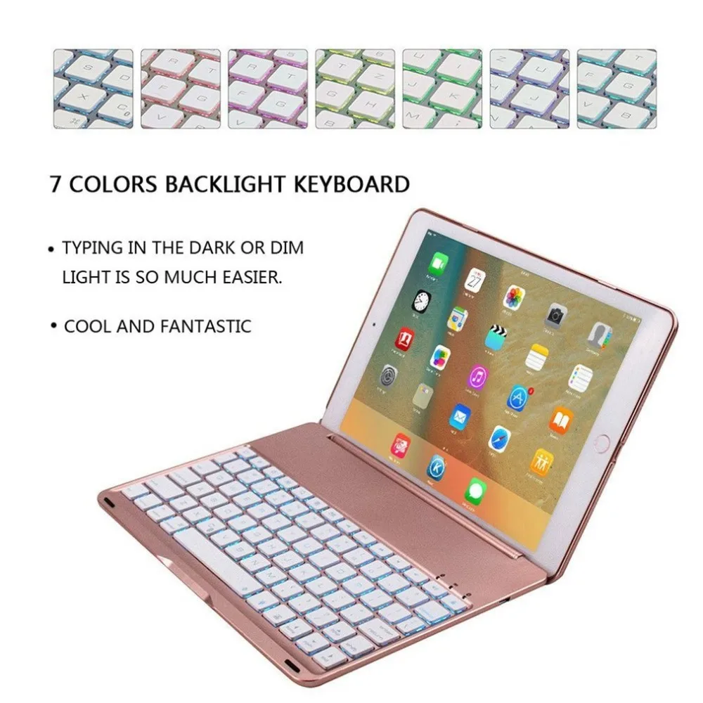 

Colorful Backlit Aluminum Alloy Keyboard Case With Stable Connection Strong Model Smart Bluetooth Connection Flip Cover