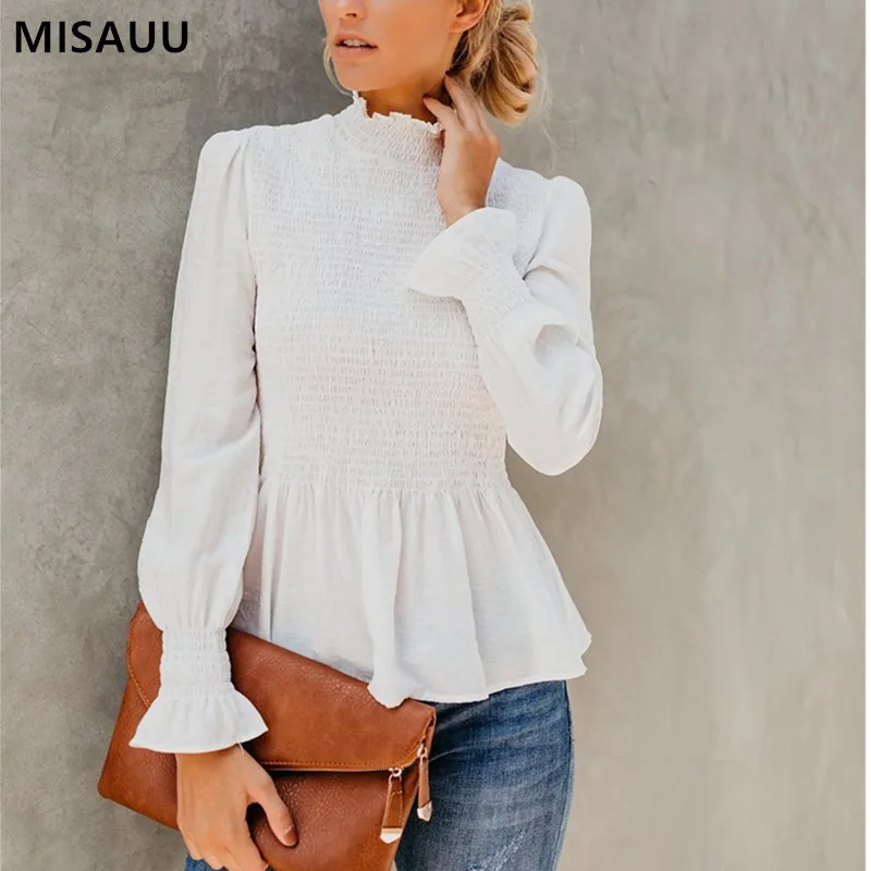 

MISAUU Autumn 2018 Womens Tops and Blouses Long Sleeve White Chiffon Blouse Mujer Fashion Ladies Shirts Top Clothes Shirt Blusas