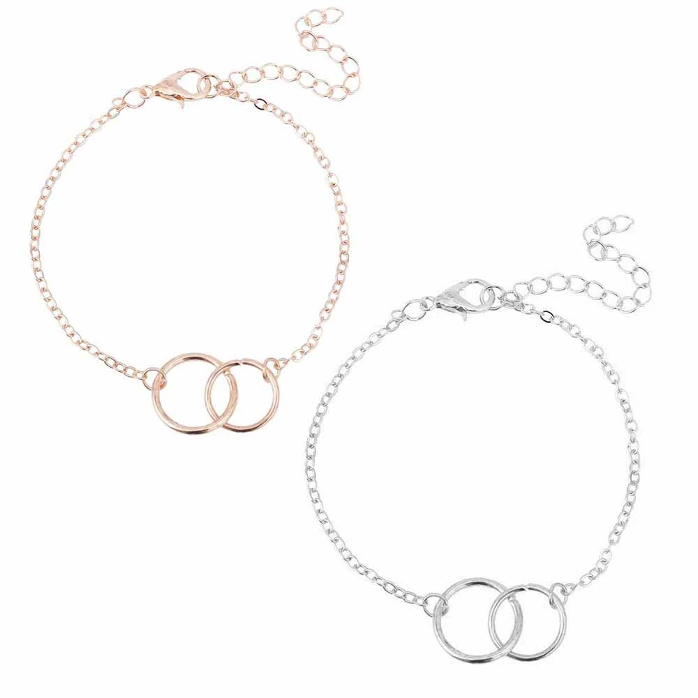 Горячие Ручные украшения, браслеты дружбы Модные оригинальные двойные круглые браслеты для женщин простой браслет с подвеской и геометрическим дизайном