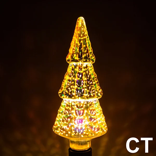 Светодиодный светильник лампы 3D лампы светодиодные украшения, стилизованные под языки пламени 110 220V ST64 G95 G80 G125 A60 бутылка в форме сердца E27 праздничный светильник s Новинка Рождество светодиодные лампы - Испускаемый цвет: Christmas Tree