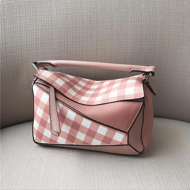 

genuine leather cowhide plaid handbags for women luxury panelled geometric crossbody shoulder bag female bolsos mujer 2019