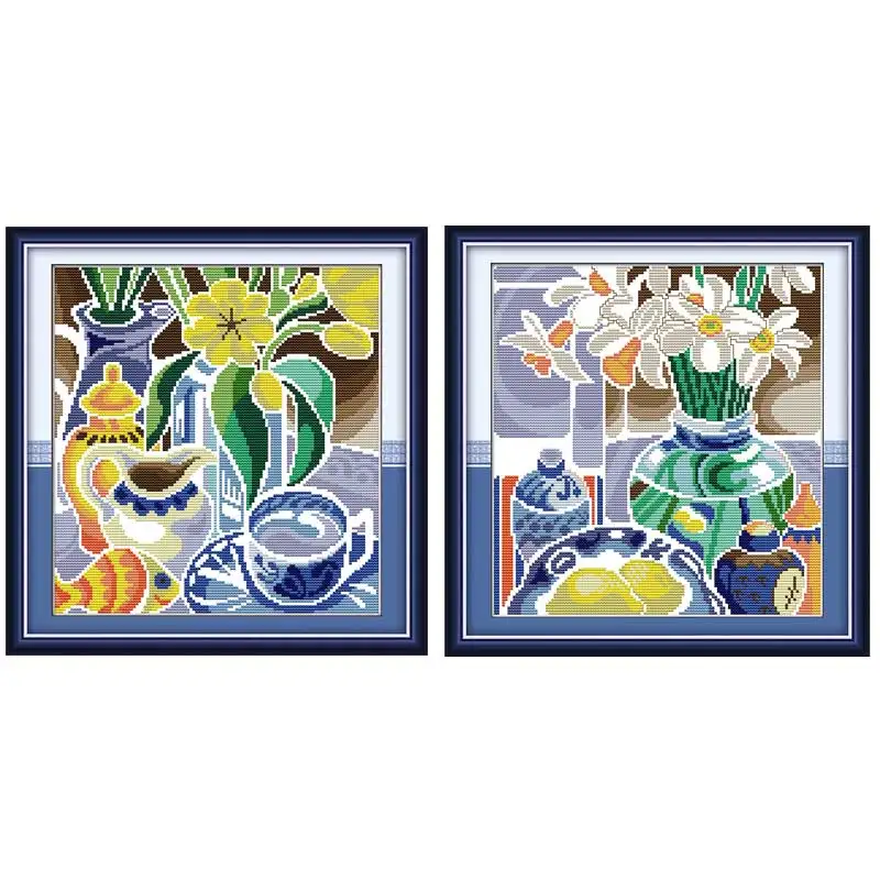 

oneroom Flowers Porcelain Patterns Counted Cross Stitch 11CT 14CT Cross Stitch Sets Chinese Cross-stitch Kits Embroidery