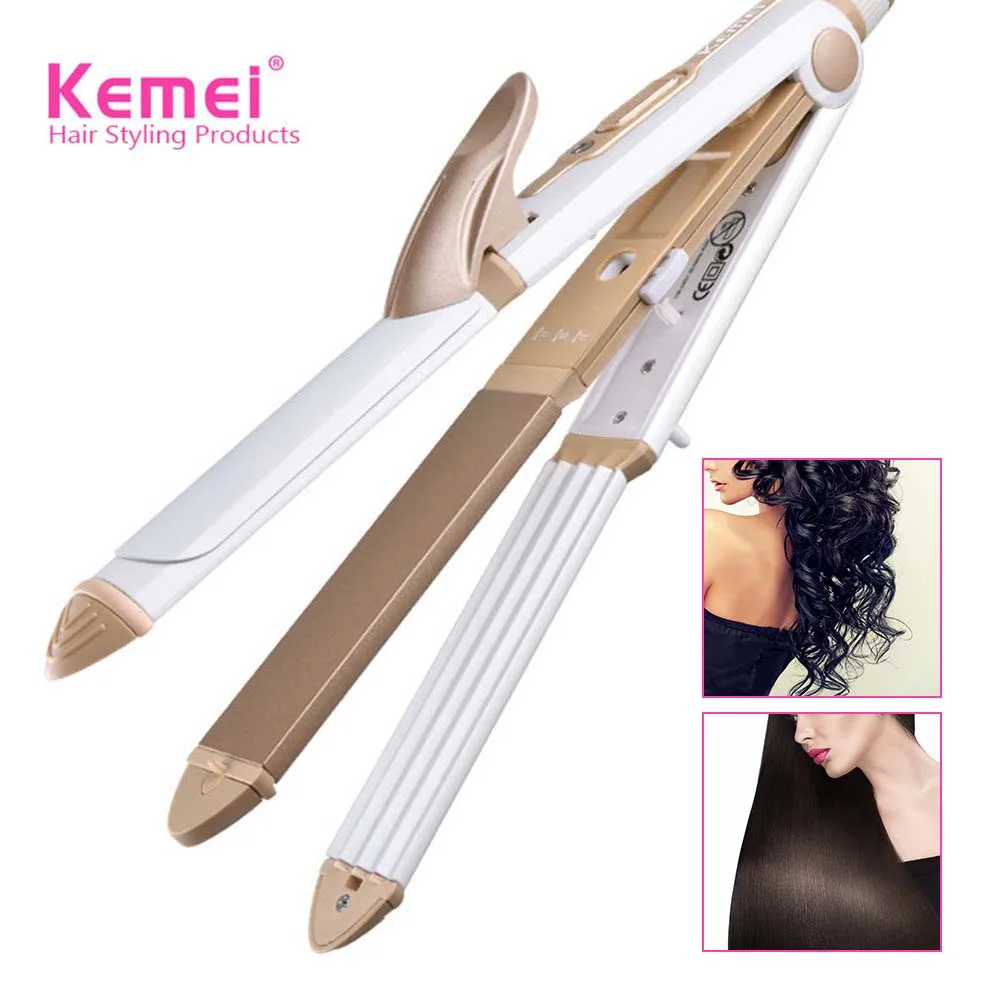 

Multifunction Iron Flat Hair Straightener Ceramics Straightening Curling Roller Styling Tool EU Plug SSwell