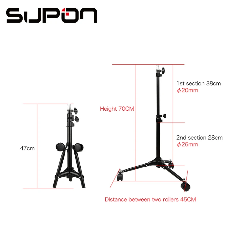 Supon дизайн вспышка напольная стойка 70 см Складной базовый ролик профессиональная фотостудия видео свет Triopod