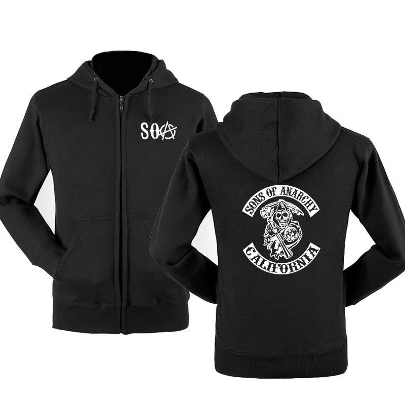  SOA Sons of anarchy the child new Fashion SAMCRO Men Sportswear Zipper Hoodies Male Casual Sweatshi