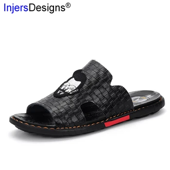 

Men Slippers New Arrival Summer Men Shoes Soft Breathable Outdoor Beach Sandals Fashion Genuine Leather Casual Slides Size 38-44