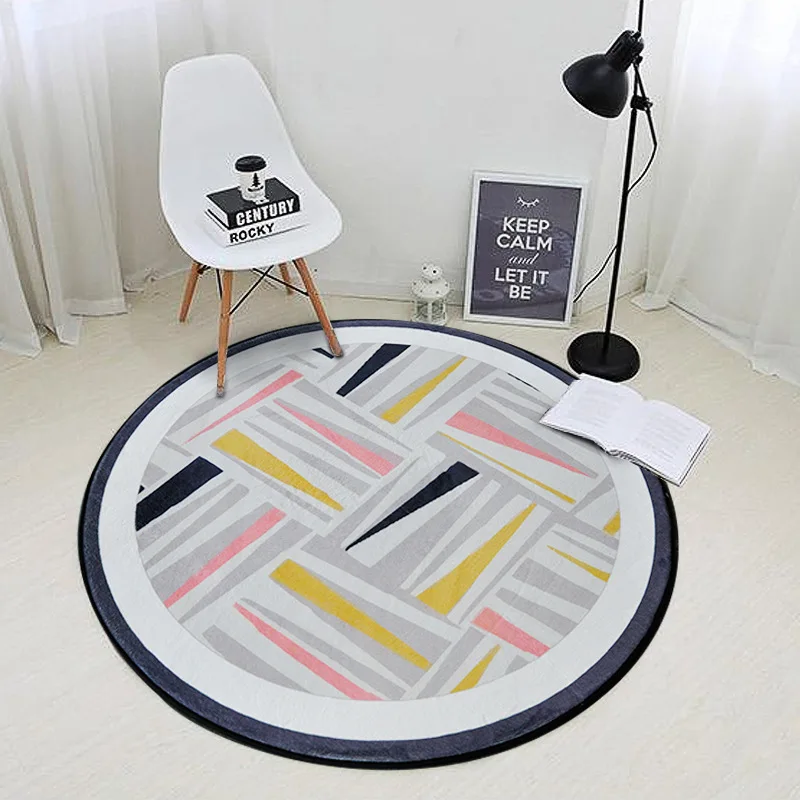 Скандинавский геометрический узор, круглый ковер, спальня, гостиная, кофейный Настольный коврик, подвесная корзина, садовые ковры, компьютерная Подушка для стула