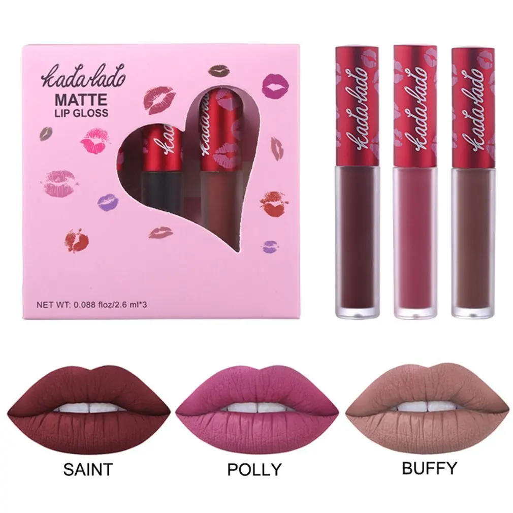 3PCS/SET Waterproof Velvet Lipstick Long Lasting Sexy Moisturizer Matte Women Lip Makeup Cosmetic Beauty Tool |