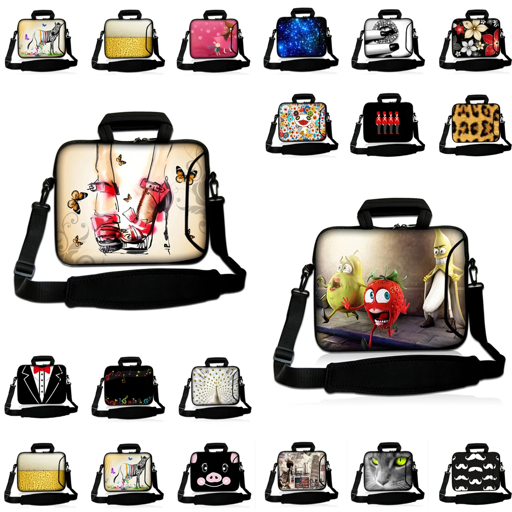 Viviration Waterproof Neoprene Portable Laptop Messenger Carry Bag Case For 10 12 13 14 15 17 Notebook Computer +Shoulder Strap