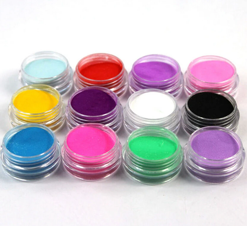 

12 Pcs Mix Colors Acrylic Nail Art Dust Powder Decoration for Tips, GCE0257