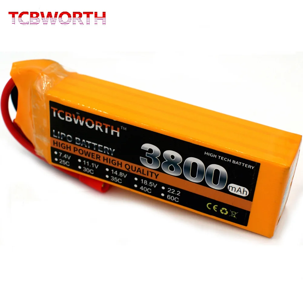 

TCBWORTH RC LiPo Battery 4S Power 14.8V 3800mAh 40C-80C For RC Airplane Helicopter Quadrotor Car boat Truck Toy Free Shipping