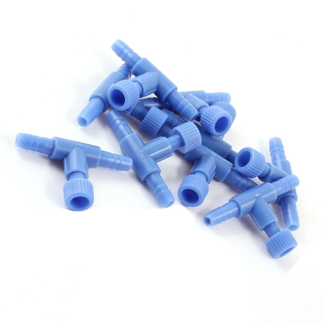 

10 Pieces Plastic Aquarium Fish Tank 2 Way Air Pump Control Valves, Blue