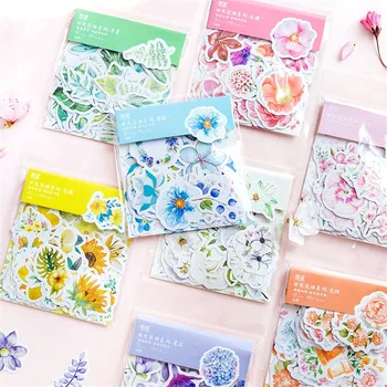 

45 Pcs/Pack Kawaii Japanese Decoration Journal Cute Diary Flower Stickers Scrapbooking Flakes Stationery School Supplies