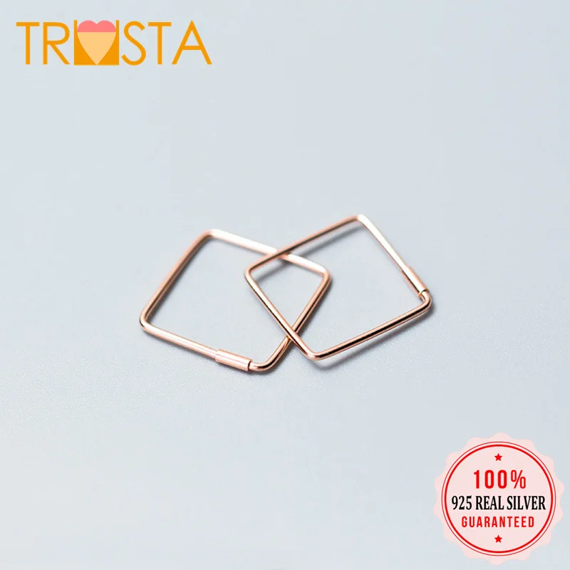 

ElfoPlataSi Unique Square Triangle Shaped Piercing Huggie Hoop Earring For Women Sterling Silver jewelry Earing Jewelry XY1207