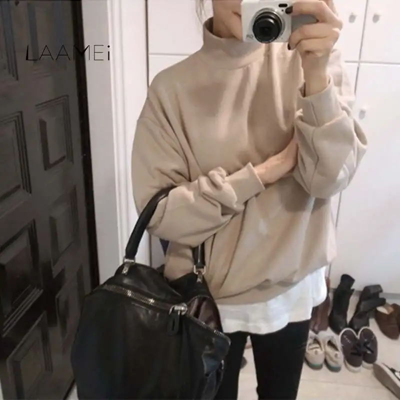 Laamei Women Hoodies Pullover 2019 Spring Autumn Solid