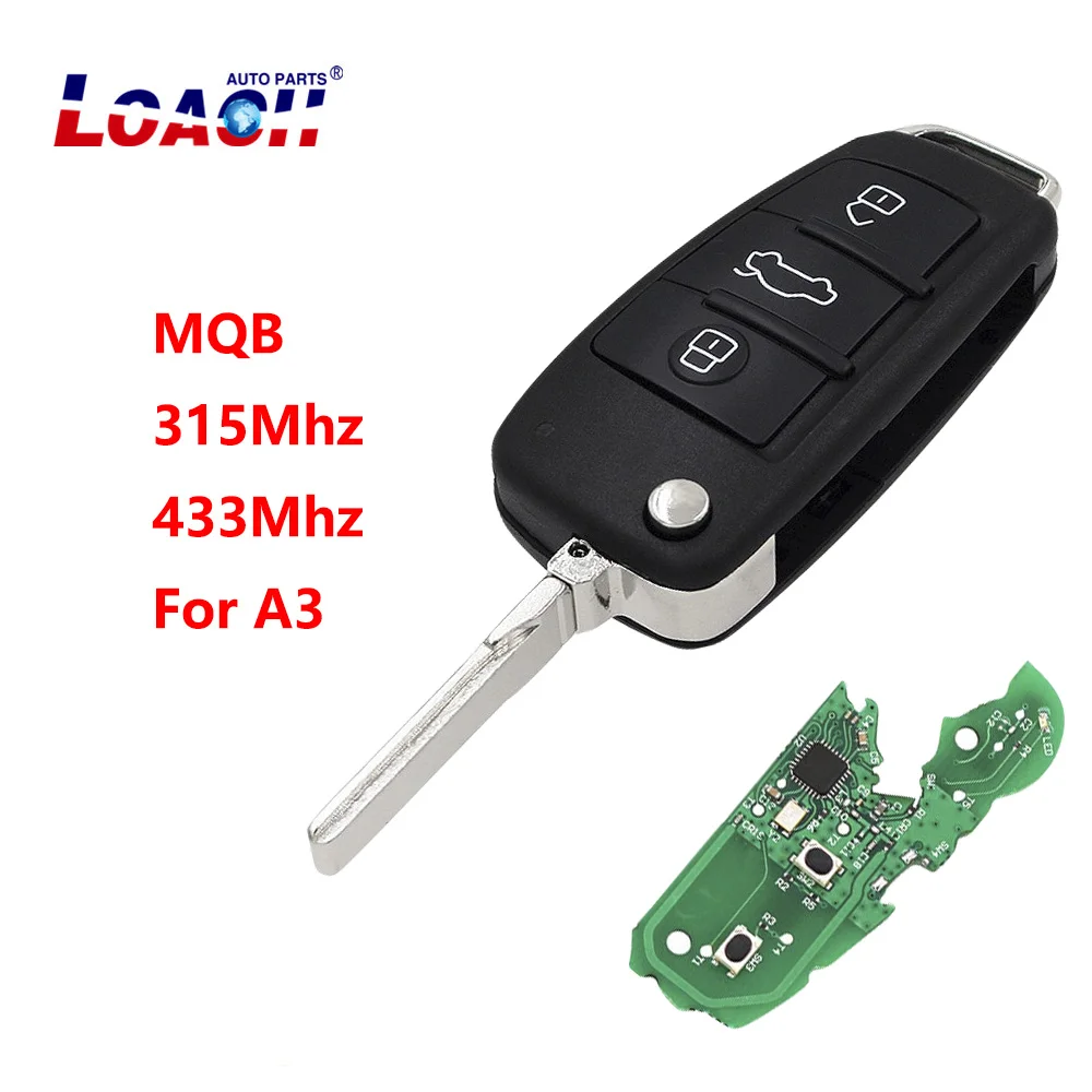 

3 Button Folding Flip Smart Car Key Fob 315Mhz or 433Mhz A6L for Audi A3
