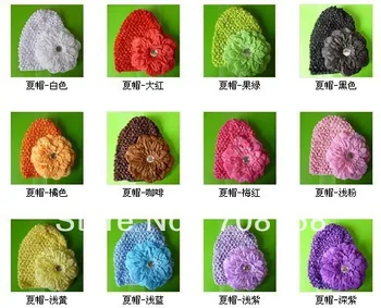 

free shipping,60pcs/lot hand knitted baby girl peony flower beanie hats crochet summer hat caps