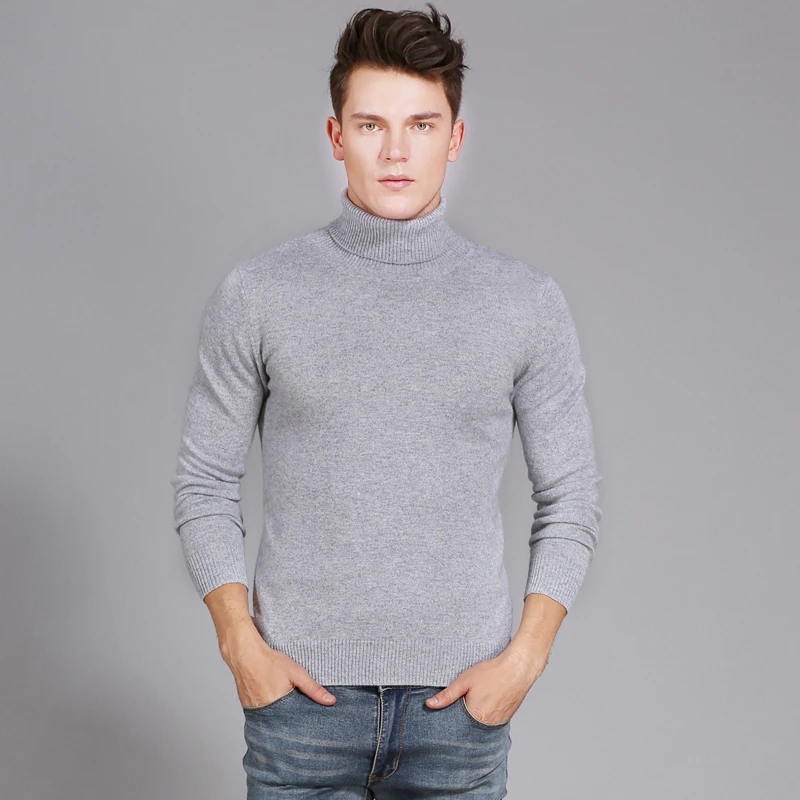 2017 Winter Mens Cashmere Sweater Thick Warm Turtleneck