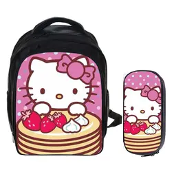 Мода hello kitty 3D дизайн Печать школьный рюкзак 2 комплекта школьные сумки пенал для девочек дорожные сумки Bolsa Feminina