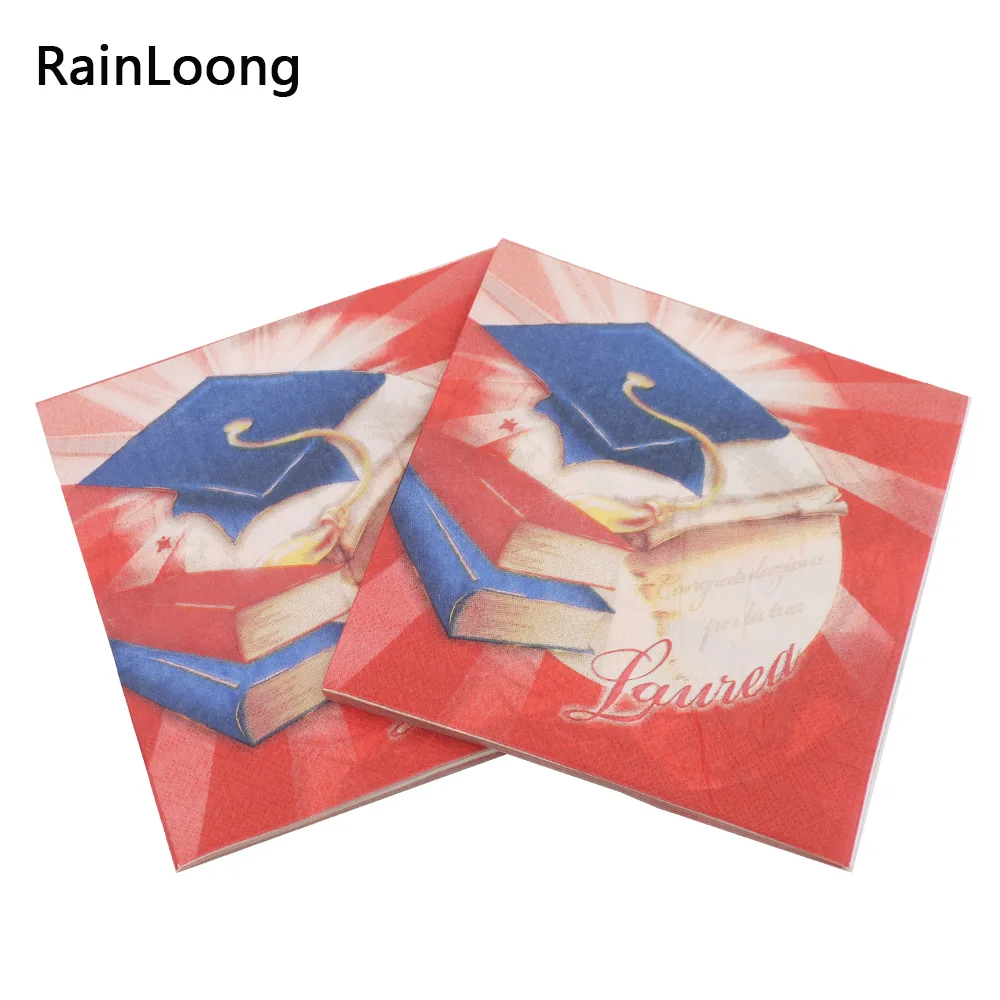 Красные бумажные салфетки [RainLoong] для врачебной шляпы печатные выпускного вечера