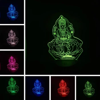 

New 3D joss Popular Four hand figure of Buddha night Light Gifts Atmosphere LED Colorful Gradient lighting Illusion Home Decor