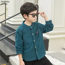 Г. Новые осенние Рубашки для маленьких мальчиков Вельветовая рубашка из хлопка для мальчиков рубашки с длинными рукавами детская Однотонная рубашка весенняя одежда детская одежда