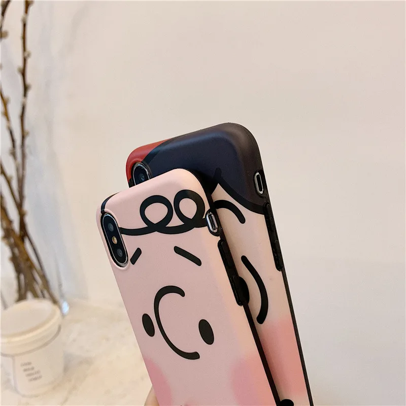 Super cute cartoon avatar for iphone 7 case silicone soft matte expression couple cover for iPhone 6s 7 8 plus X XR XS MAX funda