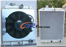 Tubo de entrada/salida de 32MM 3 radiador central de aluminio para 92-00 Honda Civic EK EG B16 B18 92 00 + ventilador + cubierta