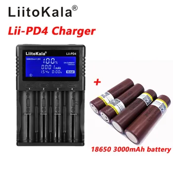 

1pcs LiitoKala lii-PD4 LCD 3.7V 18650 21700 battery Charger+4pcs HG2 18650 3000mah electronic cigarette Rechargeable battery