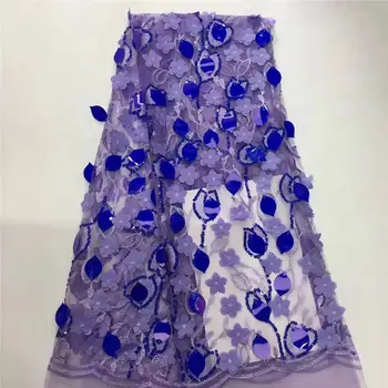 

Royal Blue French African Lace Fabric Guipure Sequined Cotton Cord Tulle Nigerian Tissu Mesh India Lace for Wedding Dress D018
