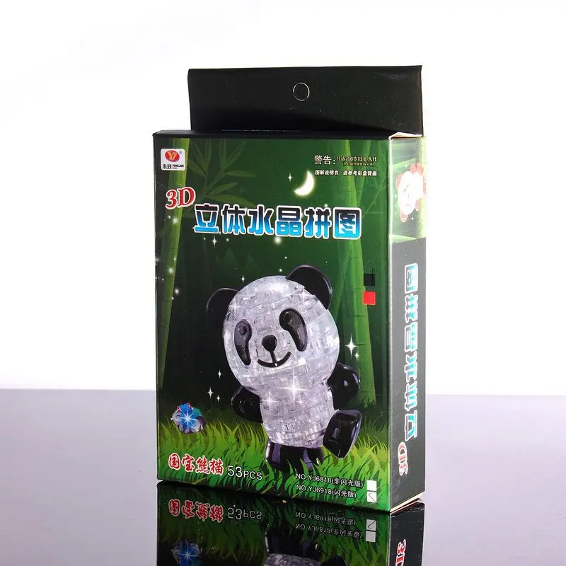 LeadingStar Panda 3D Crystal DIY Lovely Flashing Jigsaw Puzzle 53 PCS Great Educational Souptoys Toys for Children zk15