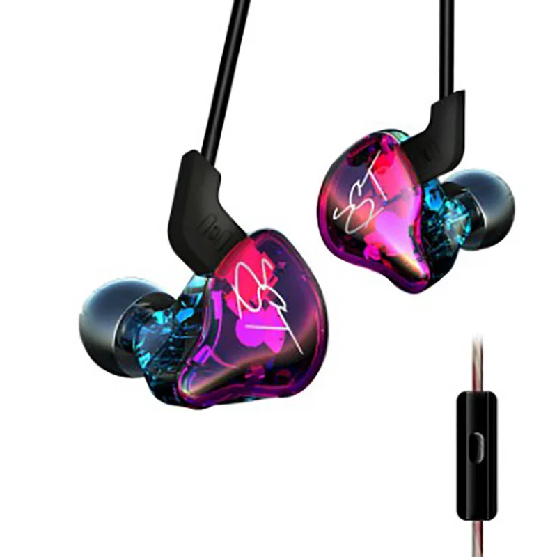 

Smart line control earphones stereo noise reduction HD mic sport Individualized Transparent cavity design HIFI dual unit horn