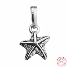 925 стерлингового серебра прозрачный CZ забавная летняя тропическая подвеска Морская звезда Талисман из бусин ручной работы Fit PANDORA Подвески для изготовления ювелирных изделий FL578