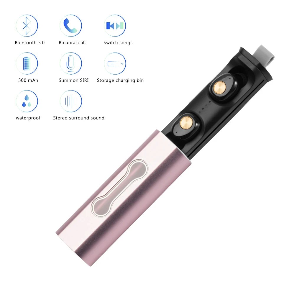 

TI9S TWS Bluetooth 5.0 3D Stereo Earphone True Wireless Headsets Deep Bass Binaural Call Earbuds with Microphone Charging Box