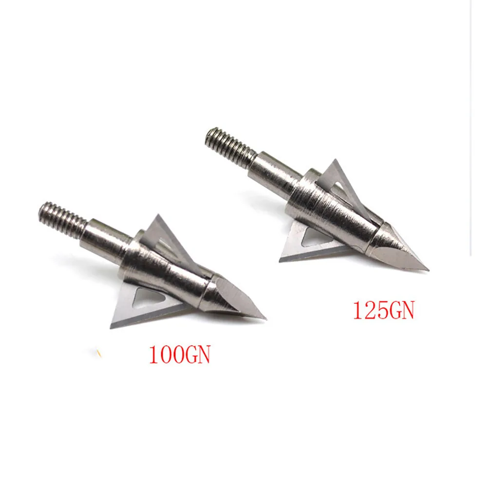 

6pcs/pack 100/125 Grain Turn-milling Lintegrated Arrow Head 3 Fixed Blade Archery Broadheads For Compound /Recurve Bow Hunting